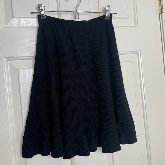 Maeve black ribbed textured midi skirt | small - Picture 1 of 8